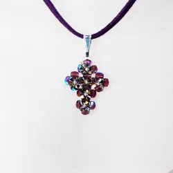 Pendant 40cm - Theophanie-Purple Suedine - Pendant 40cm - Laiton argenté